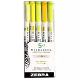 Filckészlet, kétvégű - ZEBRA Mildliner Creative Marker - 5pc - Yellow Set