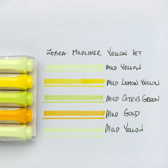 Filckészlet, kétvégű - ZEBRA Mildliner Creative Marker - 5pc - Yellow Set