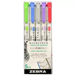   Filckészlet, kétvégű - ZEBRA Mildliner Creative Marker - 5pc - Cool & Refined Set