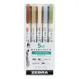 Filckészlet, kétvégű - ZEBRA Mildliner Creative Marker - 5pc - Neutral Set