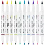 Ecsetfilc készlet, kétvégű - ZEBRA Mildliner Brush Pen & Marker in One 10pc