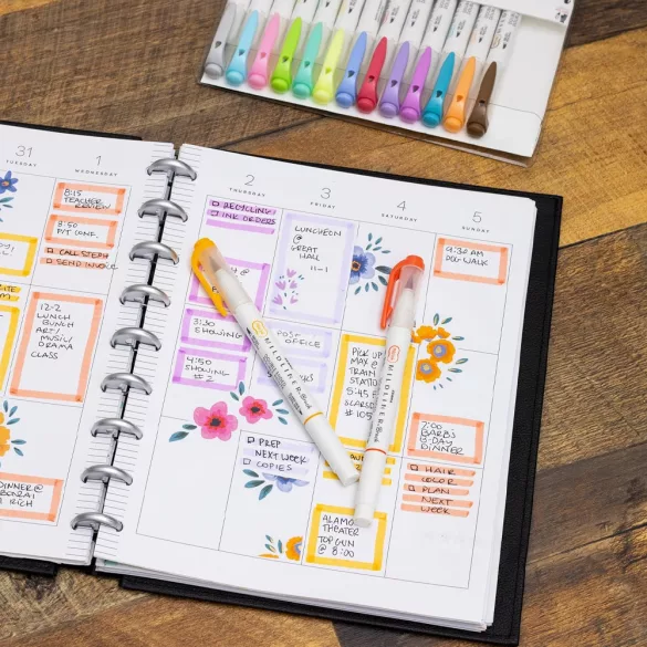 Ecsetfilc készlet, kétvégű - ZEBRA Mildliner Brush Pen & Marker in One 10pc