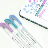 Brush Marker Set with Double Tip - ZEBRA Mildliner Brush Pen & Marker in One 5pc - Fluorescent Set