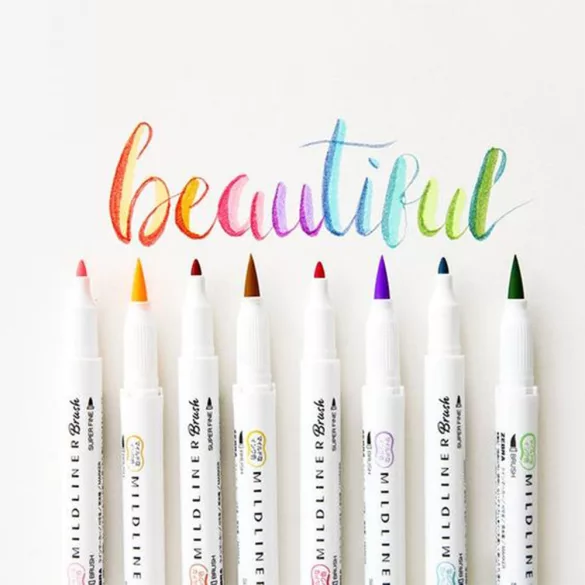 Brush Marker with Double Tip - ZEBRA Mildliner Brush Pen & Marker in One - Grey