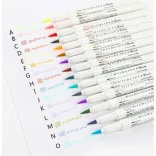 Brush Marker with Double Tip - ZEBRA Mildliner Brush Pen & Marker in One - Grey