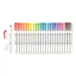 Brush Marker with Double Tip - ZEBRA Mildliner Brush Pen & Marker in One - Blue