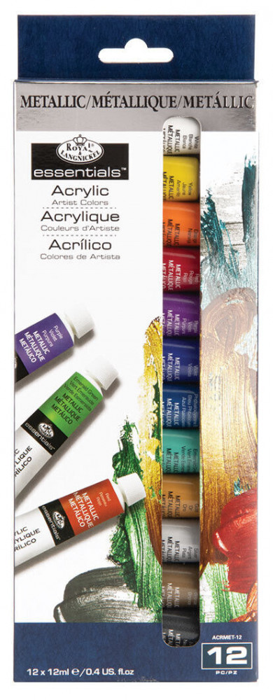 Image of Akrilfesték, Metálszínű 12 - Royal &amp; Langnickel Essentials Acrylic METAL Artist Colors - 12x12ml