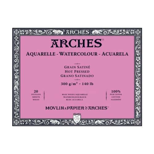 Image of ARCHES savmentes akvarelltömb 100 % pamutból, 300 gr, melegen préselt, sima - 20 lap, 18 x 26 cm