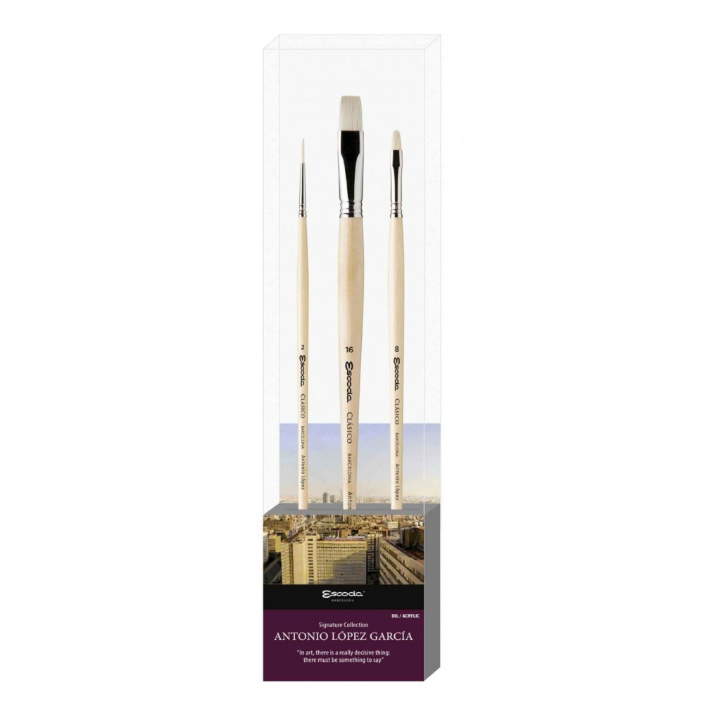 Image of Ecset - Escoda 8602-2 Antonio López Set - Klasszikus sörte ecset szett - Hosszú nyelű ajándékkészlet