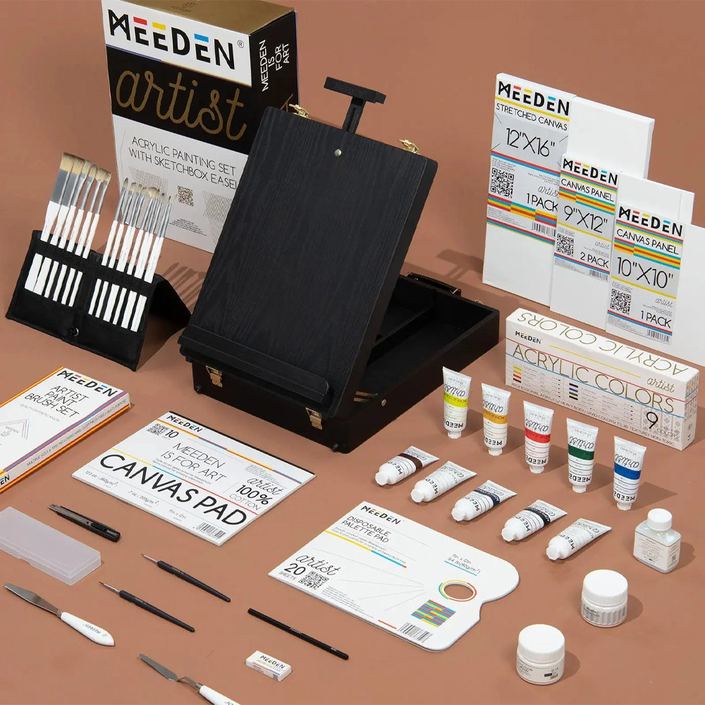 Image of Festőkészlet festőálvánnyal - MEEDEN Artist Acrylic Painting Set with Sketch Easel Box