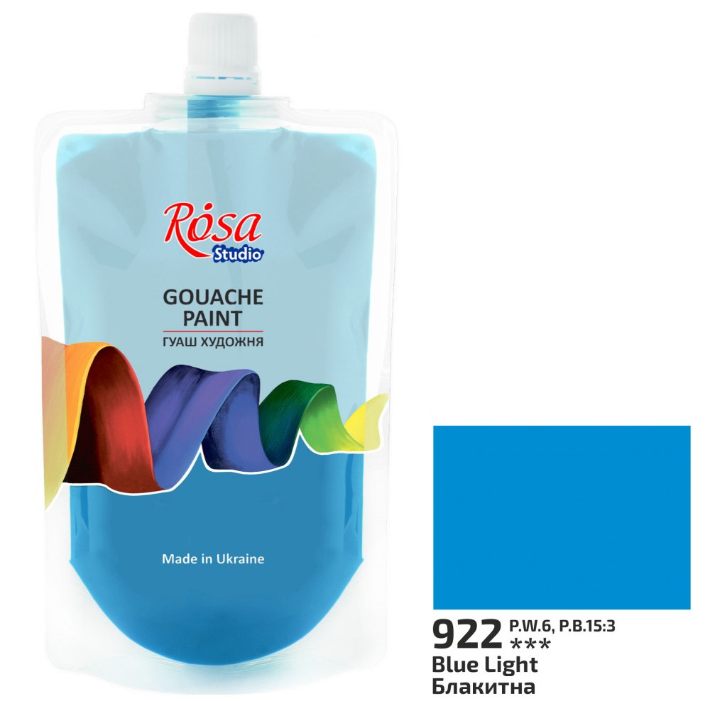 Image of Gouache festék színenként, utántöltő - ROSA Studio Gouache paint 200ml - Blue Light 922