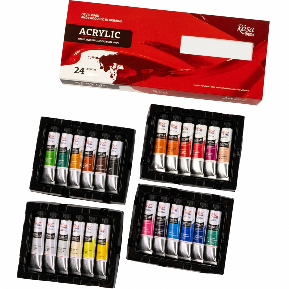 Image of Akrilfesték készlet - Rosa Studio Acrylic Paint Tube (20ml) Set - 24 colours