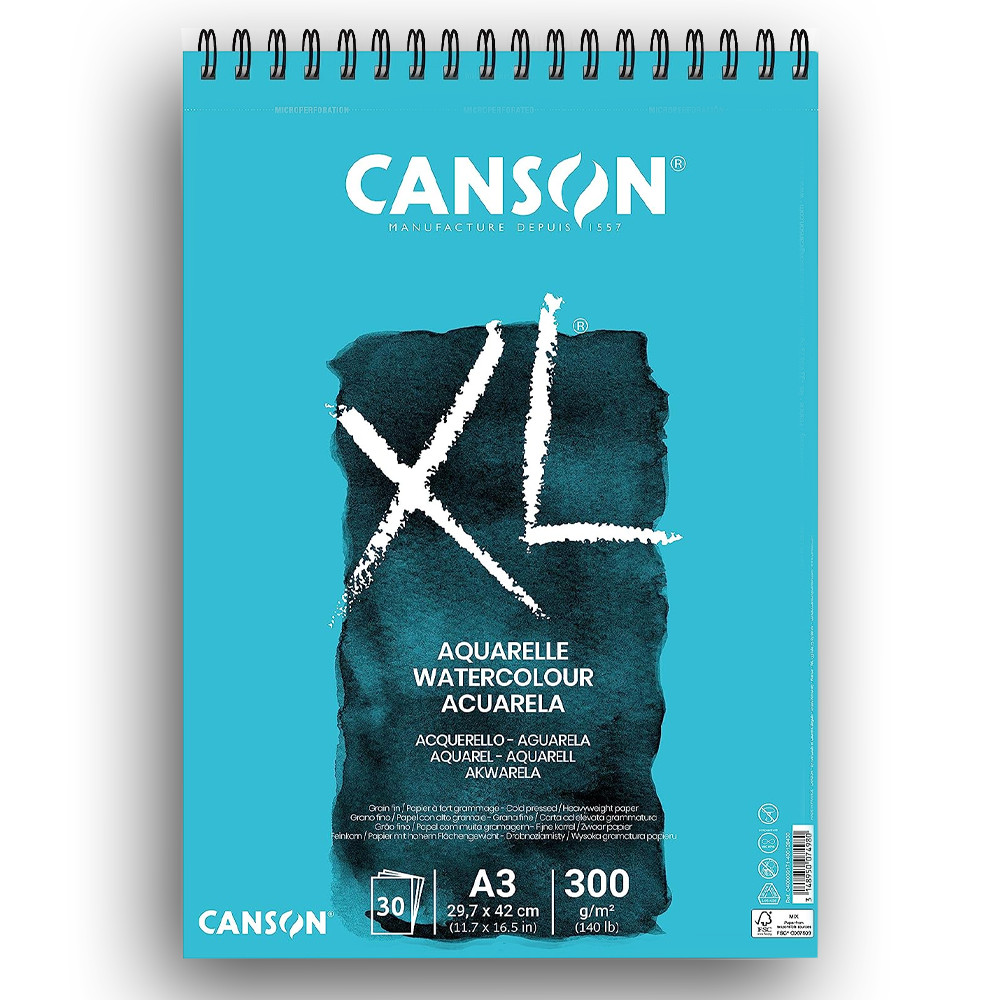 Image of Akvarelltömb - Canson "XL" Aquarelle 300g, 30 sheets, spiral - A3