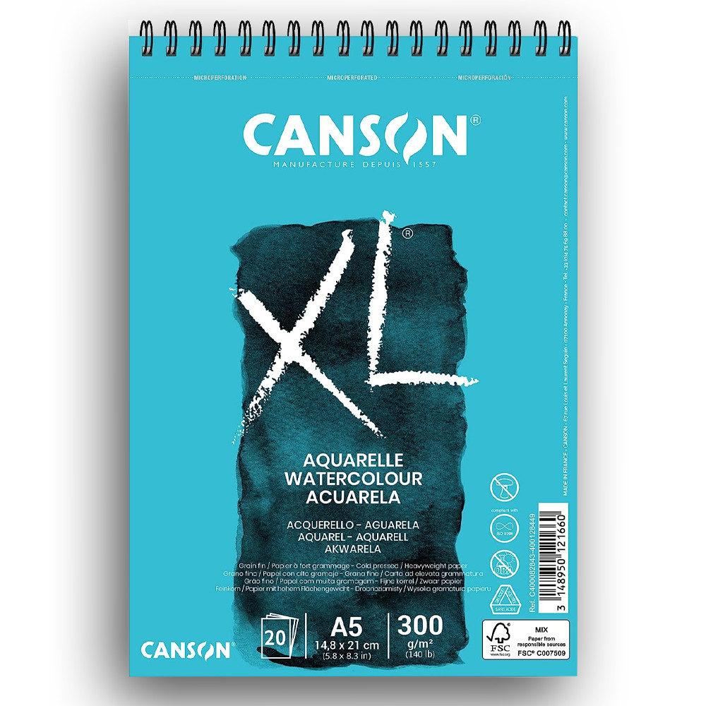 Image of Akvarelltömb - Canson "XL" Aquarelle 300g, 20 sheets, spiral - A5