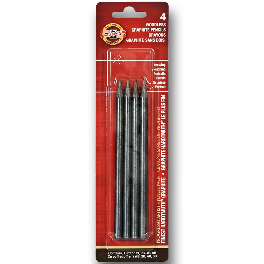 Image of Grafitrúd-készlet - Koh-i-noor PROGRESSO Woodless Graphite Pencils Stick Set - HB, 2B, 4B, 6B