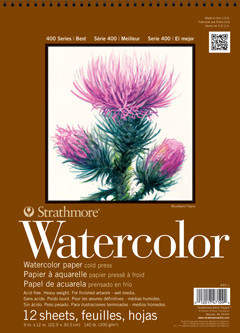 Image of Akvarelltömb - Strathmore 400 Watercolor Pad - 300 gr, 12 lapos, 28x38 cm, spirálkötéses