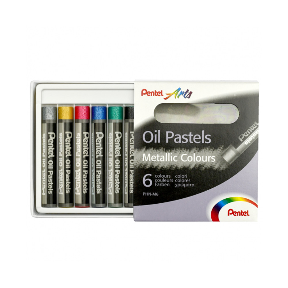 Image of Olajpasztell készlet - Pentel Arts Oil Pastels 6 Metallic Colours Set