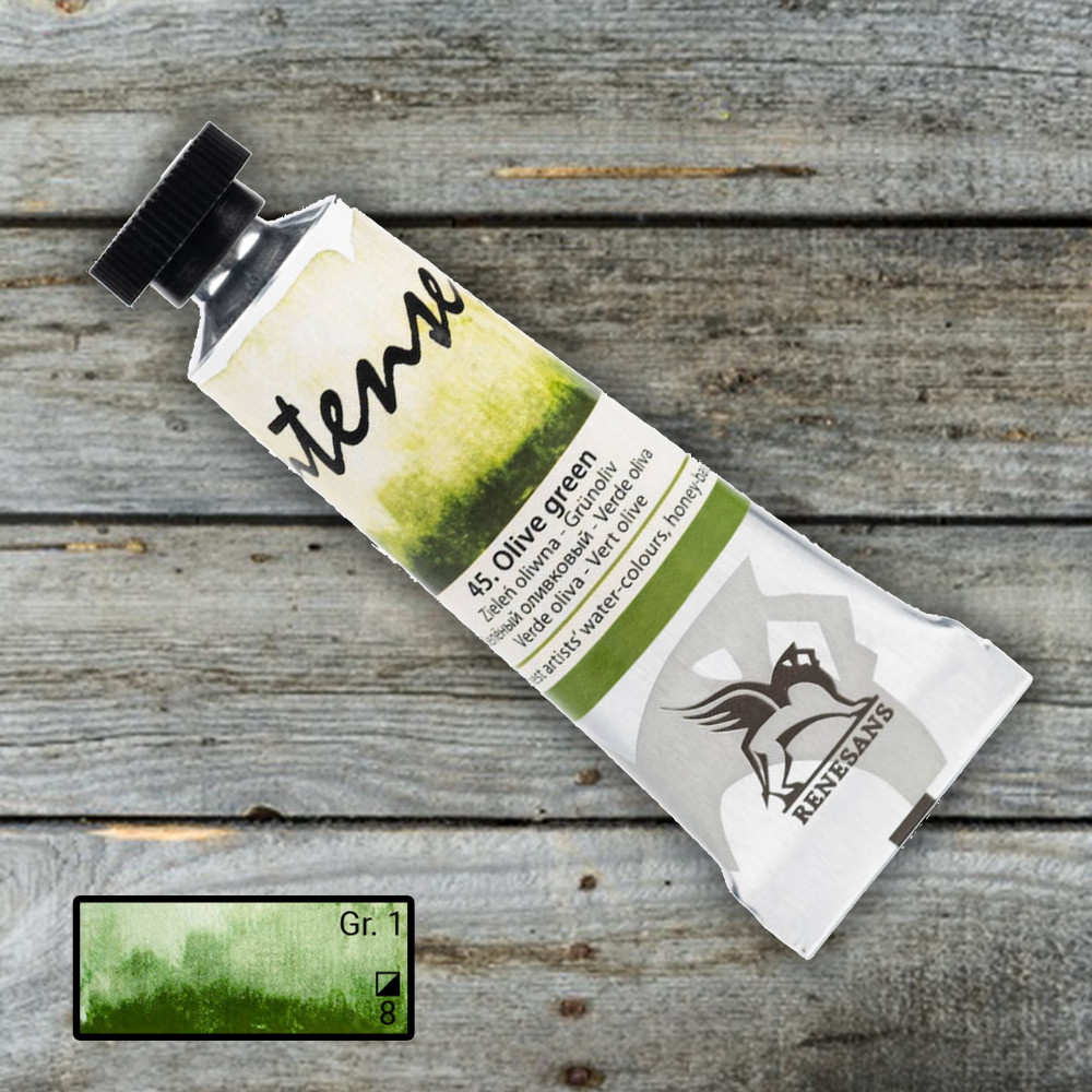 Image of Akvarellfesték, tubusos - Renesans Intenso Watercolour Tube, 15ml - Olive Green