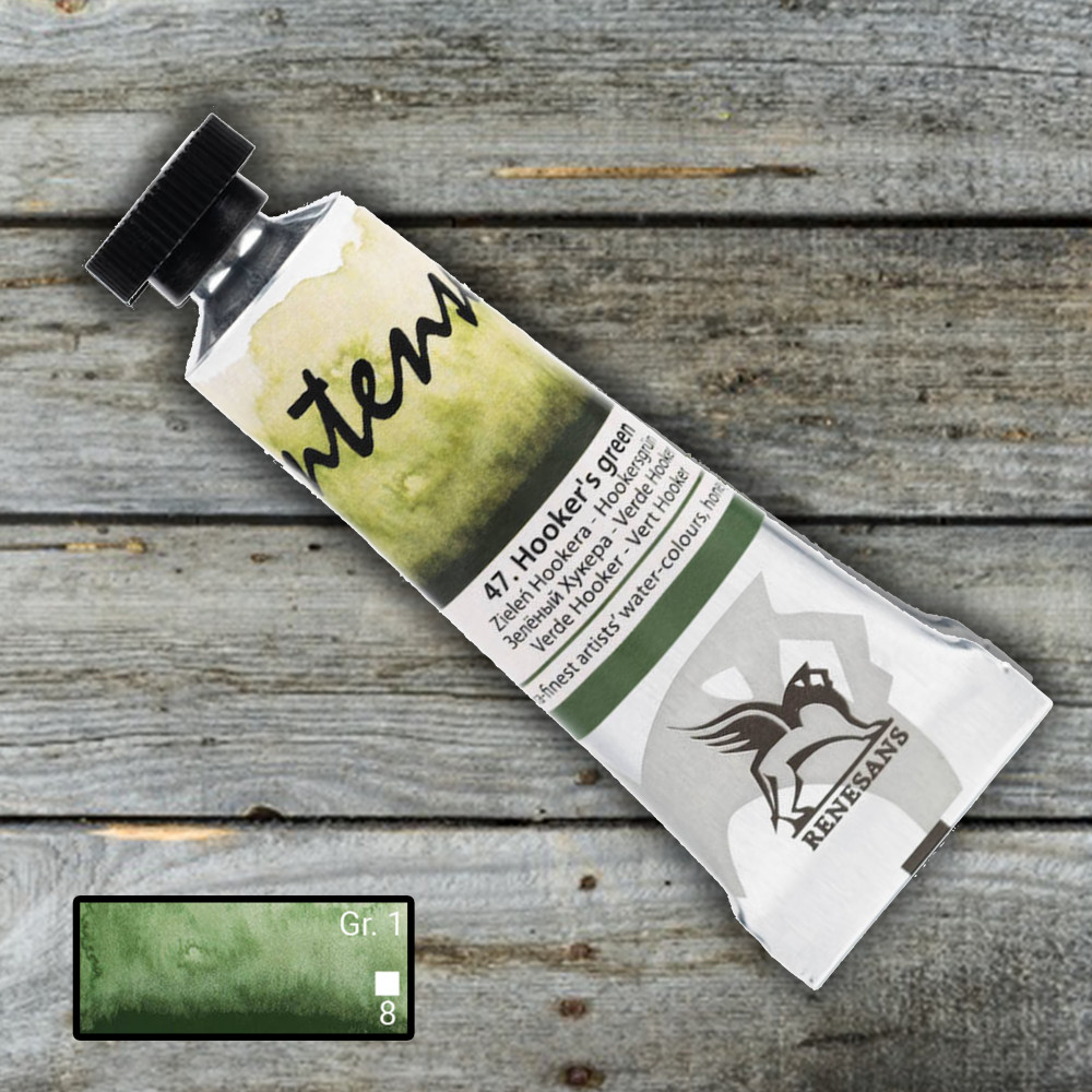 Image of Akvarellfesték, tubusos - Renesans Intenso Watercolour Tube, 15ml - Hooker's Green
