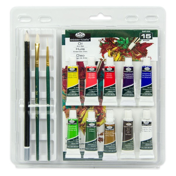 Image of Tubusos olaj készlet ecsetekkel és olajtömbbel - Kezdő festőkészlet áttetsző csomagolásban