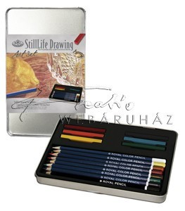 Image of Rajzkészlet - színes rajzkészlet csendélet rajzolásához, fém ceruzatartóban - Royal 13