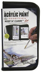 Image of Akrilfestő készlet - cipzáras vászon ecsettartóban