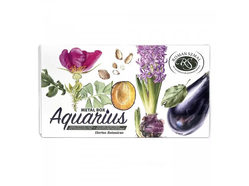 Image of Akvarell művészkészlet, fémdobozban, szilkés - Izabela Wolska-Kusmider válogatás, 12 színű - Roman Szmal Aquarius