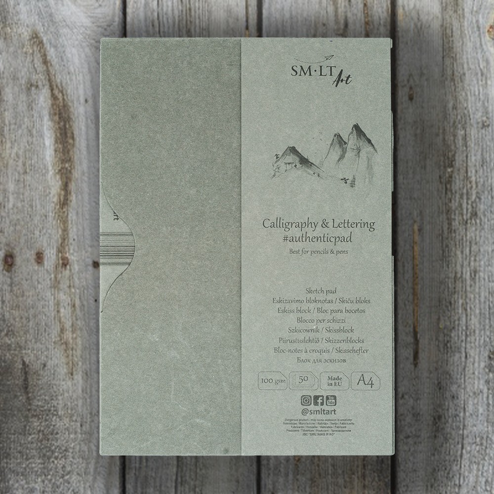 Image of Kalligráfiatömb - SMLT Calligraphy &amp; Lettering Pad, 100g, 50 lap, A4 mappában