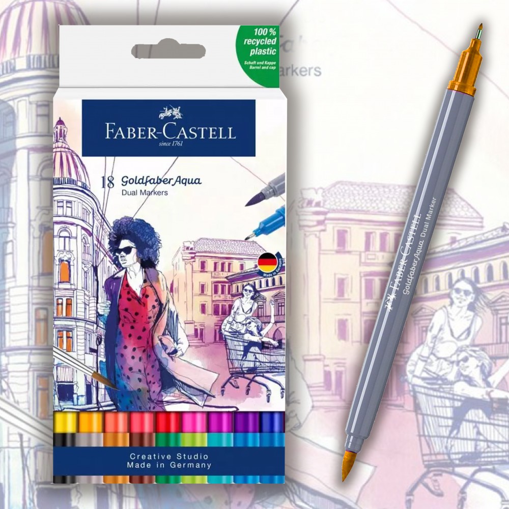 Image of Filckészlet - Faber-Castell Goldfaber Aqua Dual Marker 18 pc